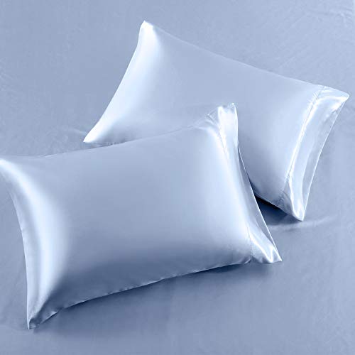SiinvdaBZX 3-Piece Set Satin Fitted Sheet & 2 Pillowcase, Silky Soft Fitted Bottom Sheet, Deep Pocket Bed Sheet