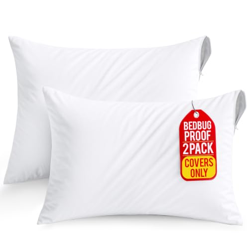 Waterproof Zippered Pillow Protectors, Set of Two