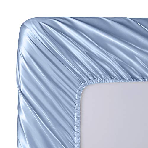 SiinvdaBZX 3-Piece Set Satin Fitted Sheet & 2 Pillowcase, Silky Soft Fitted Bottom Sheet, Deep Pocket Bed Sheet