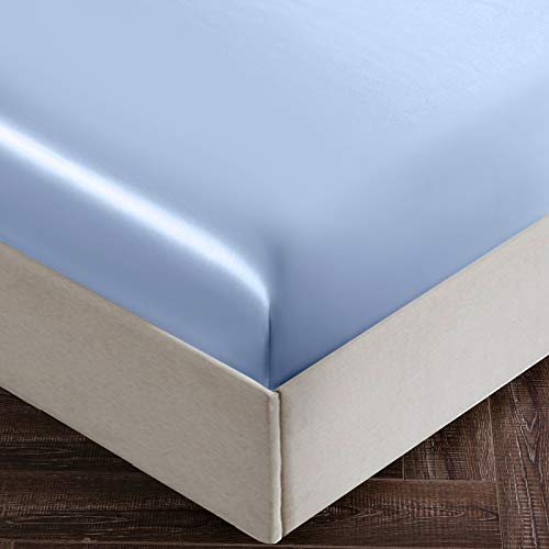 SiinvdaBZX 3-Piece Set Satin Fitted Sheet & 2 Pillowcase, Silky Soft Fitted Bottom Sheet, Deep Pocket Bed Sheet