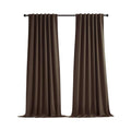 Brown Faux Linen Blackout Curtain Pair, 52-Inch