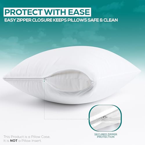 Waterproof Zippered Pillow Protectors, Set of Two