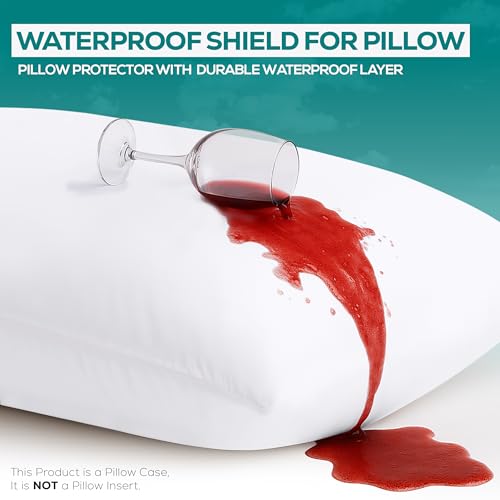 Waterproof Zippered Pillow Protectors, Set of Two