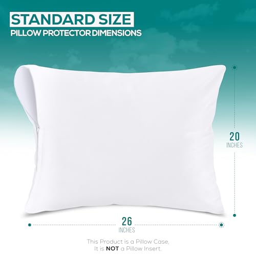 Waterproof Zippered Pillow Protectors, Set of Two