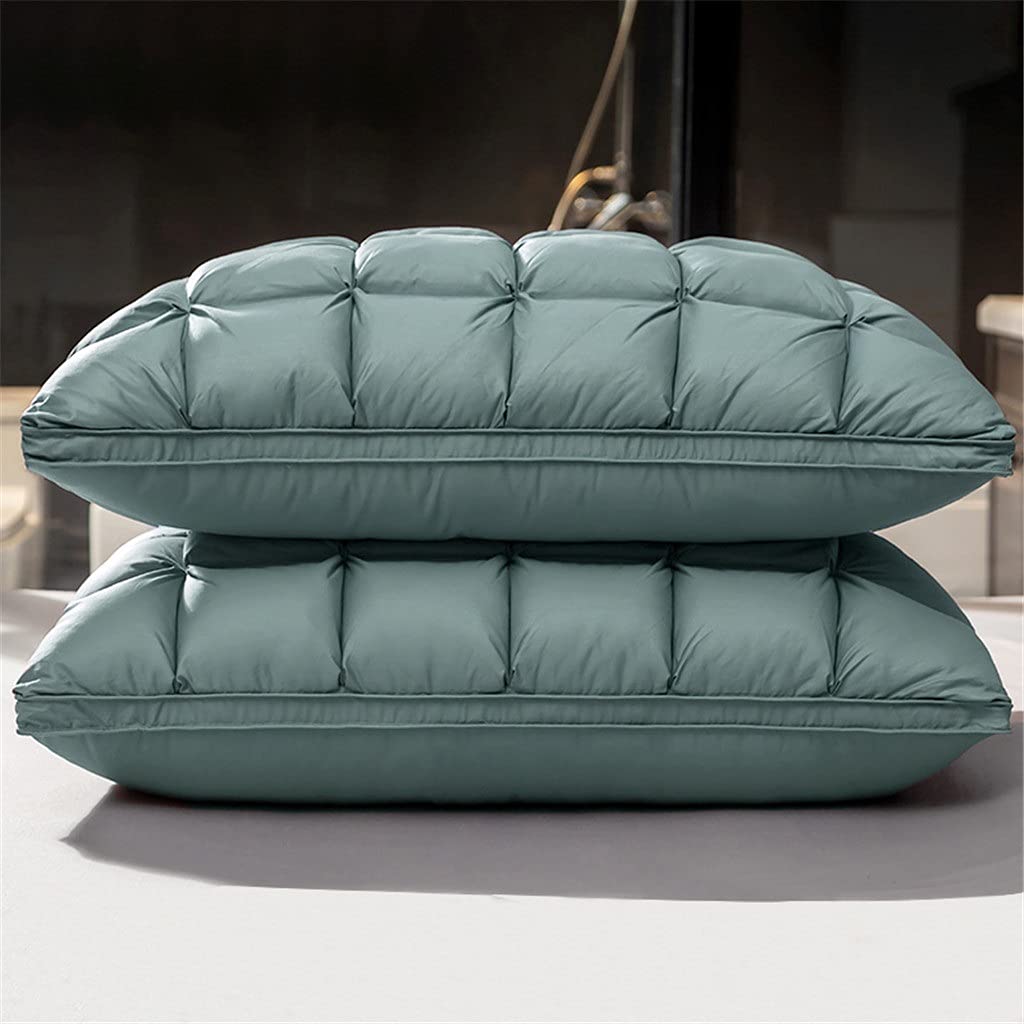 Natural Goose Down Bed Pillows with Cotton Covers, Pair