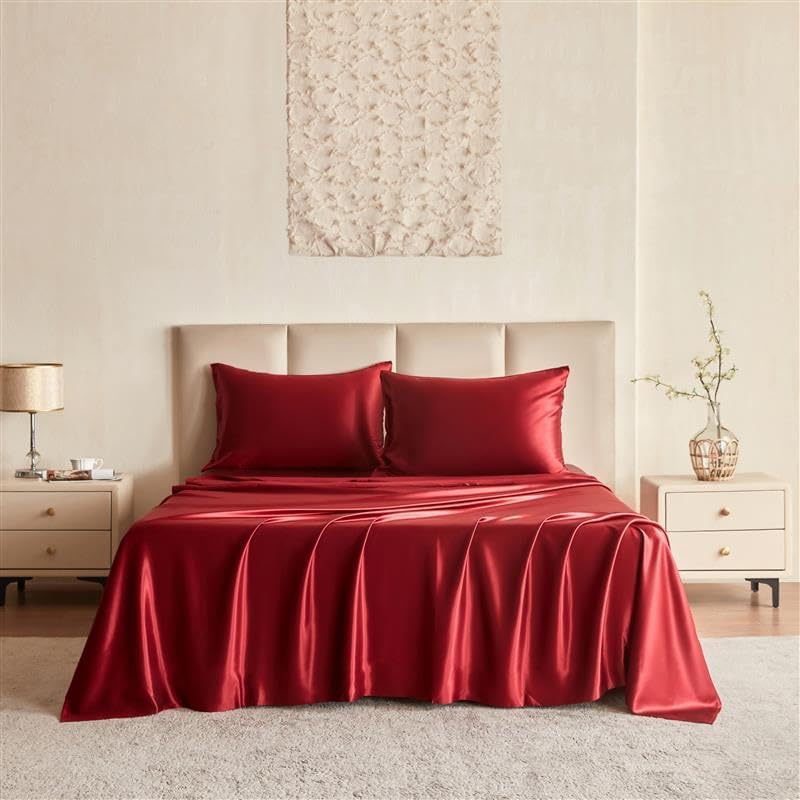 Mulberry Park Silks - 22 Momme 100% Mulberry Silk Sheets - 16" Pocket - Luxurious Bed Sheets & Pillowcases, Skin-Friendly & Breathable - Charmeuse Silk for Hair Care