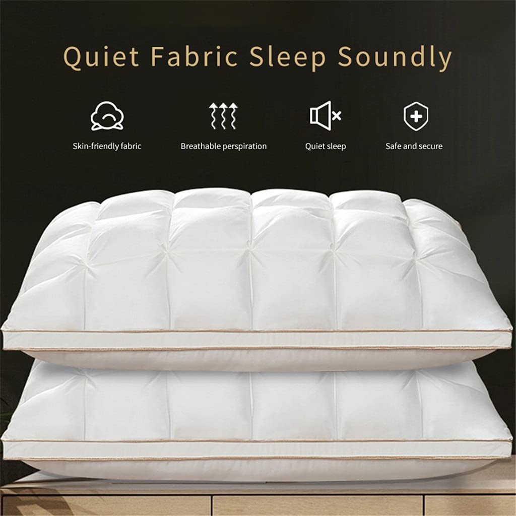 CVXSDFI 1 Pair 3D Bread Goose Down and Bed Pillows for Sleeping Cotton Cover with Natural Filling King Queen Size
