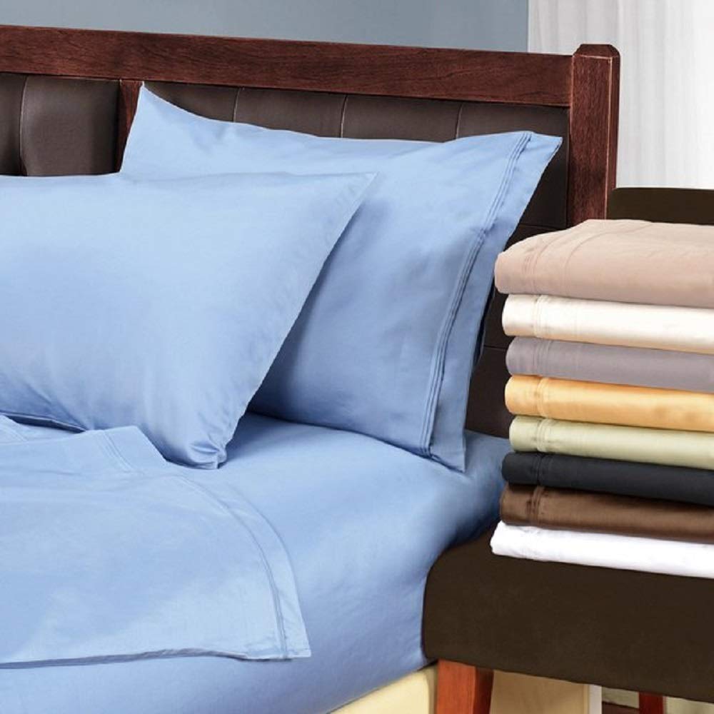 HNU 4 Piece Queen Modern & Contemporary Deep Pocket 1500 Thread Count Egyptian Cotton Sheets Set, Traditional Classic Solid Color Fully Elasticized Fitted Flat Sheets Super Soft Black Sheets Set