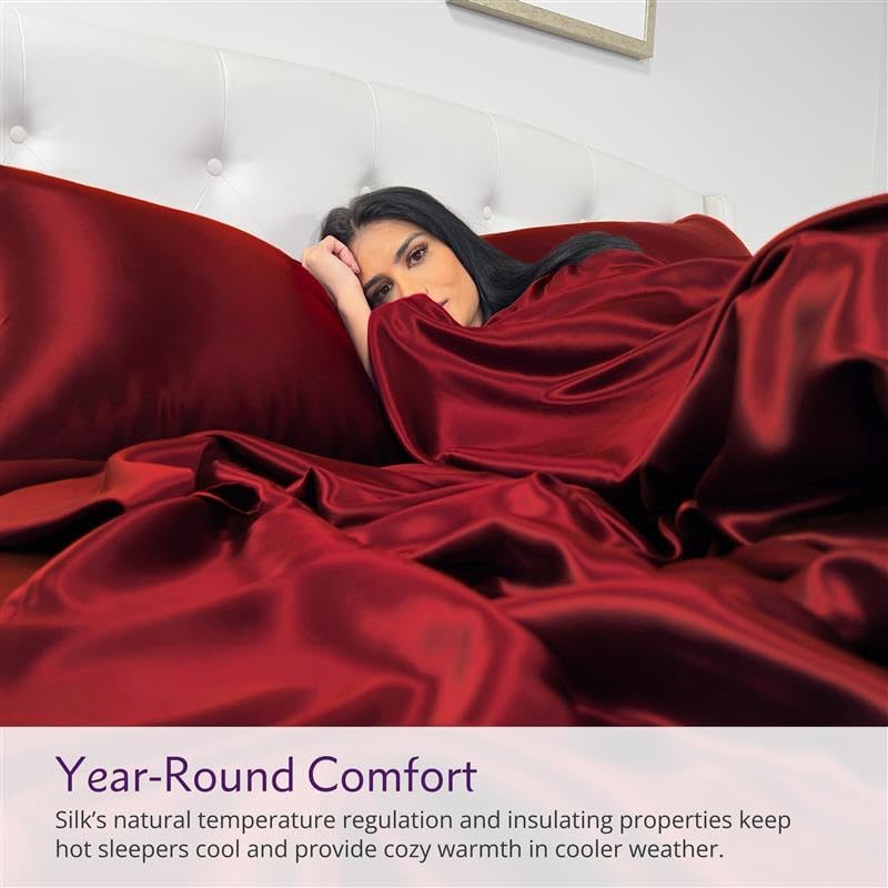 Mulberry Park Silks - 22 Momme 100% Mulberry Silk Sheets - 16" Pocket - Luxurious Bed Sheets & Pillowcases, Skin-Friendly & Breathable - Charmeuse Silk for Hair Care