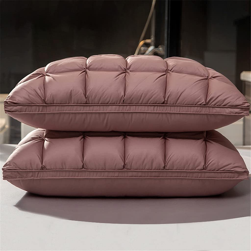 Natural Goose Down Bed Pillows with Cotton Covers, Pair