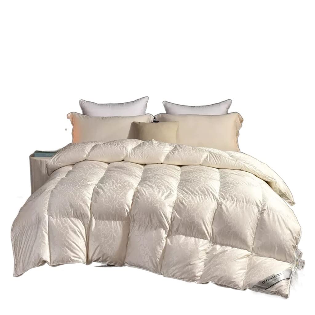 UOHLCX HBJWOV White Duck Down Quilt Down Fluffy Cozy Four Seasons Duvet Brocade Warm Queen King Quilted Comforters