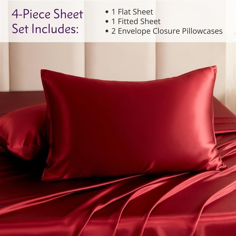 Mulberry Park Silks - 22 Momme 100% Mulberry Silk Sheets - 16" Pocket - Luxurious Bed Sheets & Pillowcases, Skin-Friendly & Breathable - Charmeuse Silk for Hair Care