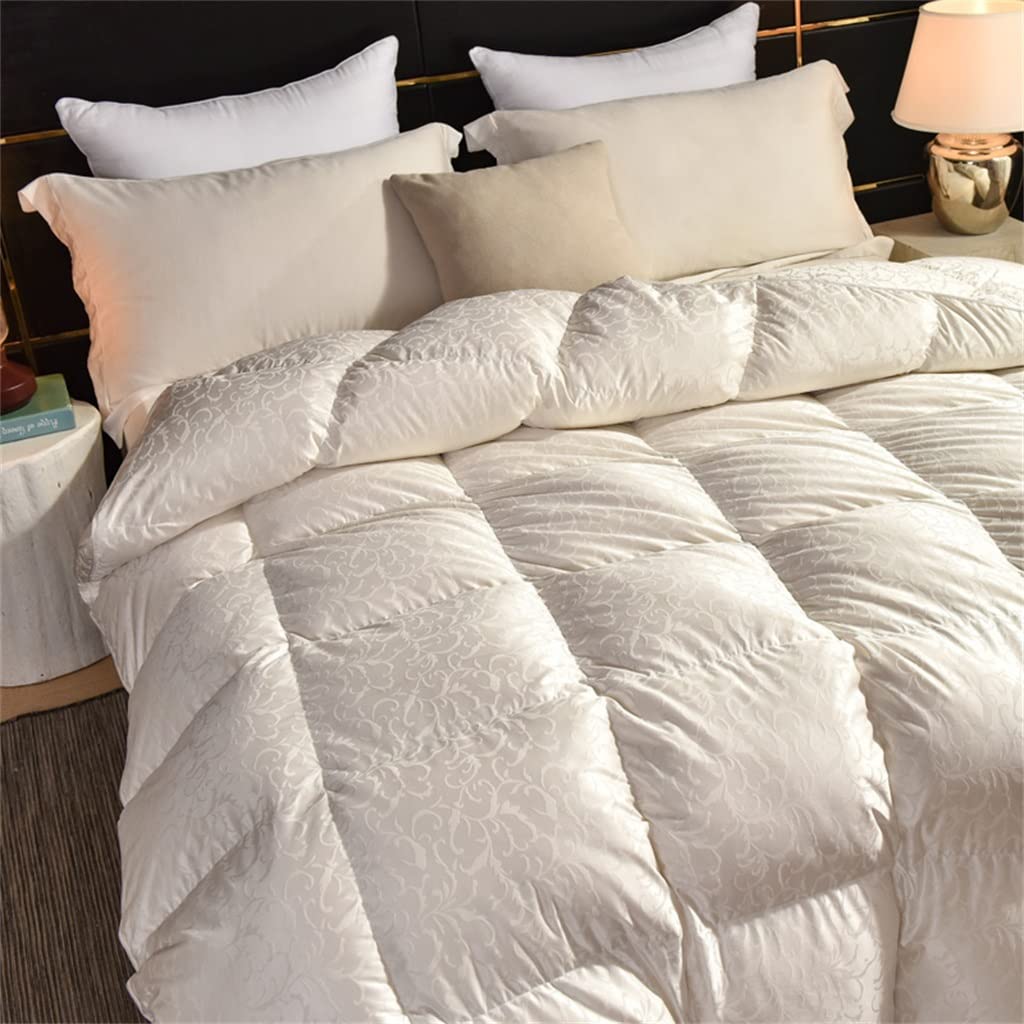 UOHLCX HBJWOV White Duck Down Quilt Down Fluffy Cozy Four Seasons Duvet Brocade Warm Queen King Quilted Comforters