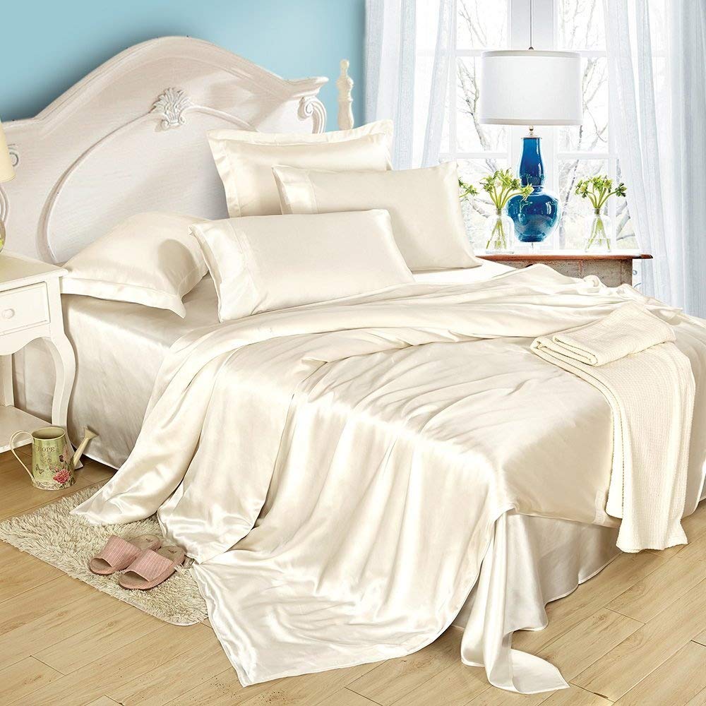 19-Momme Pure Silk Bedding Sheet Set, 4 Pieces