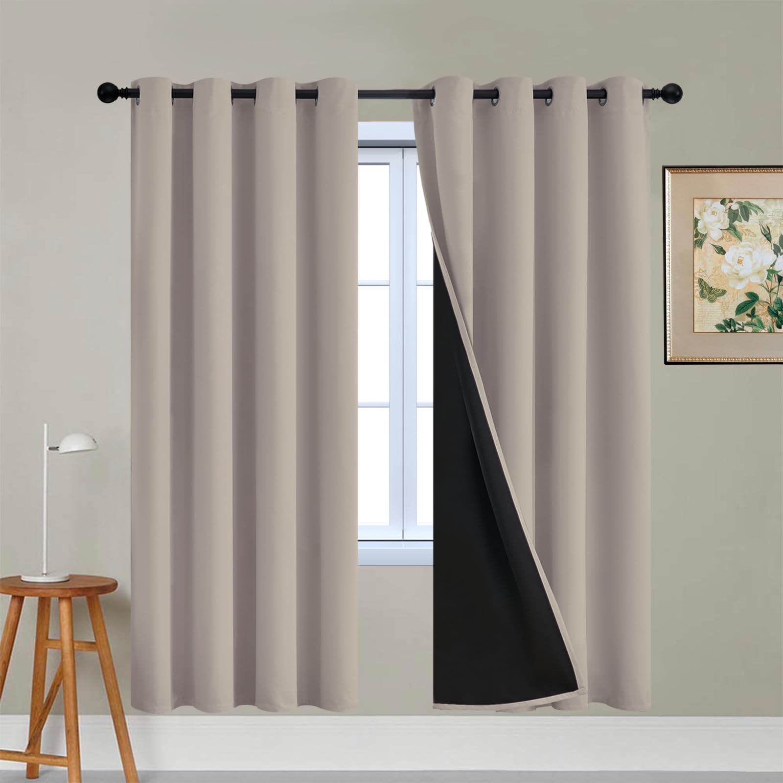 Double-Layer Thermal Blackout Curtain Panels, Pair
