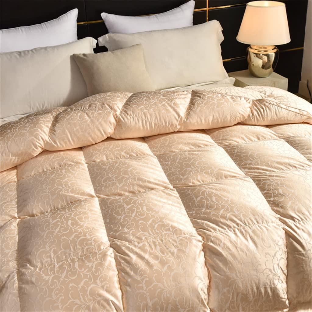 UOHLCX HBJWOV White Duck Down Quilt Down Fluffy Cozy Four Seasons Duvet Brocade Warm Queen King Quilted Comforters