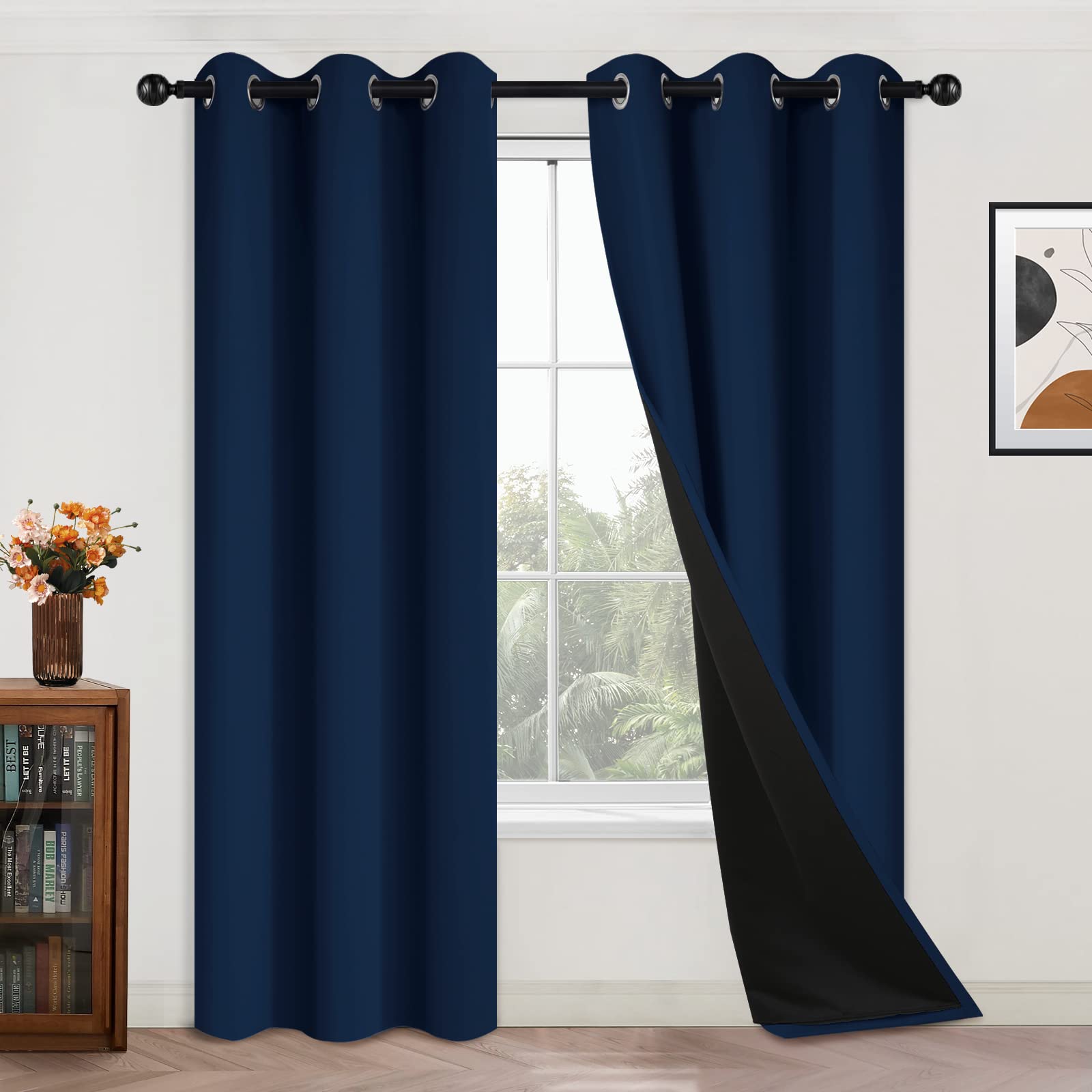 Double-Layer Thermal Blackout Curtain Panels, Pair