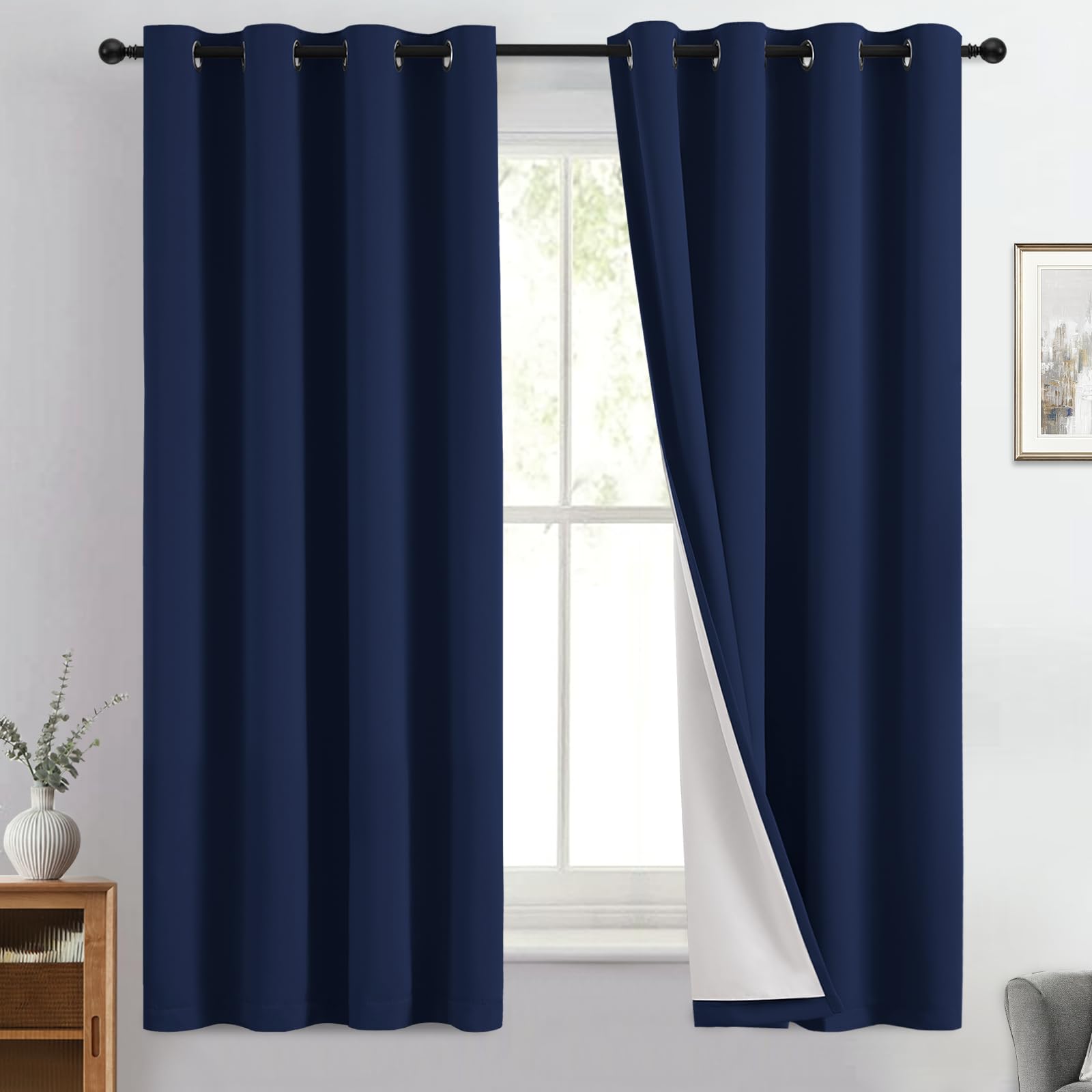 Double-Layer Thermal Blackout Curtain Panels, Pair