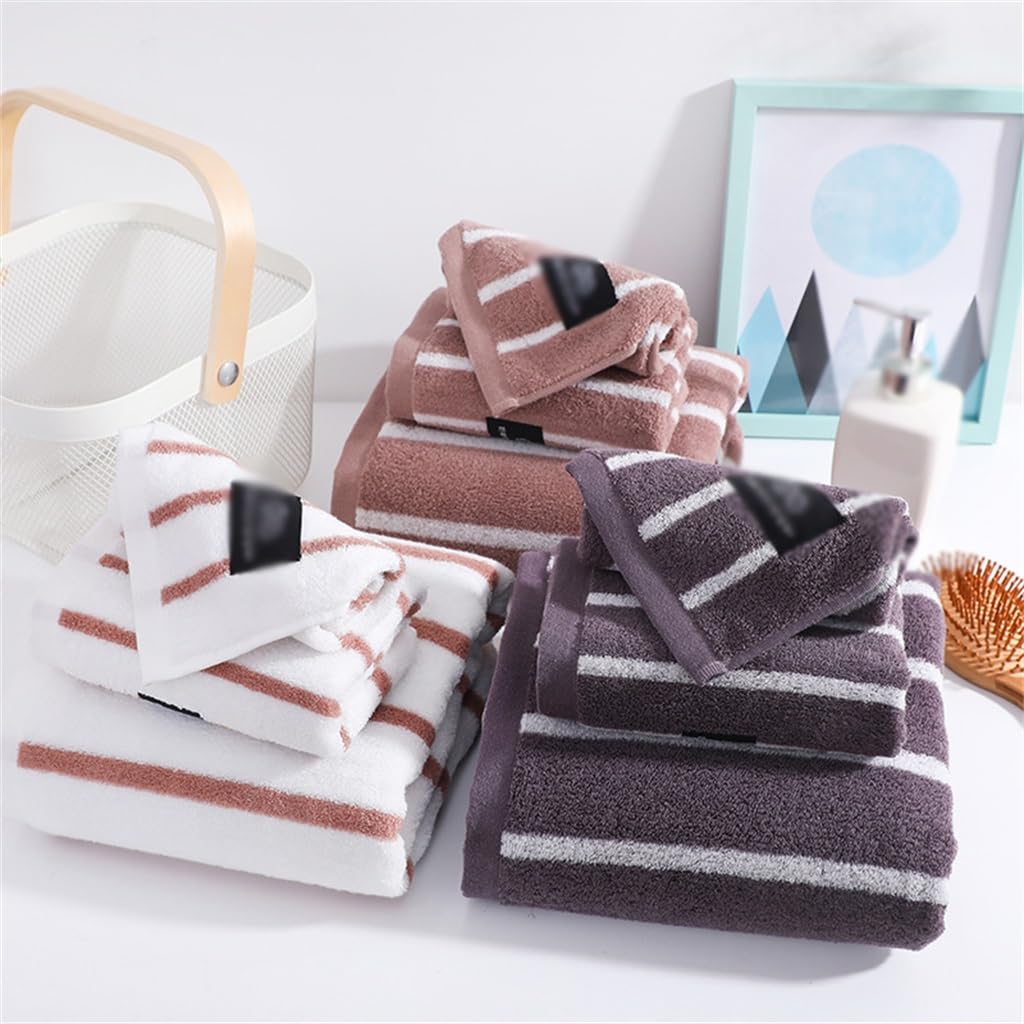 Soft Striped Cotton Face and Bath Towel for Adults