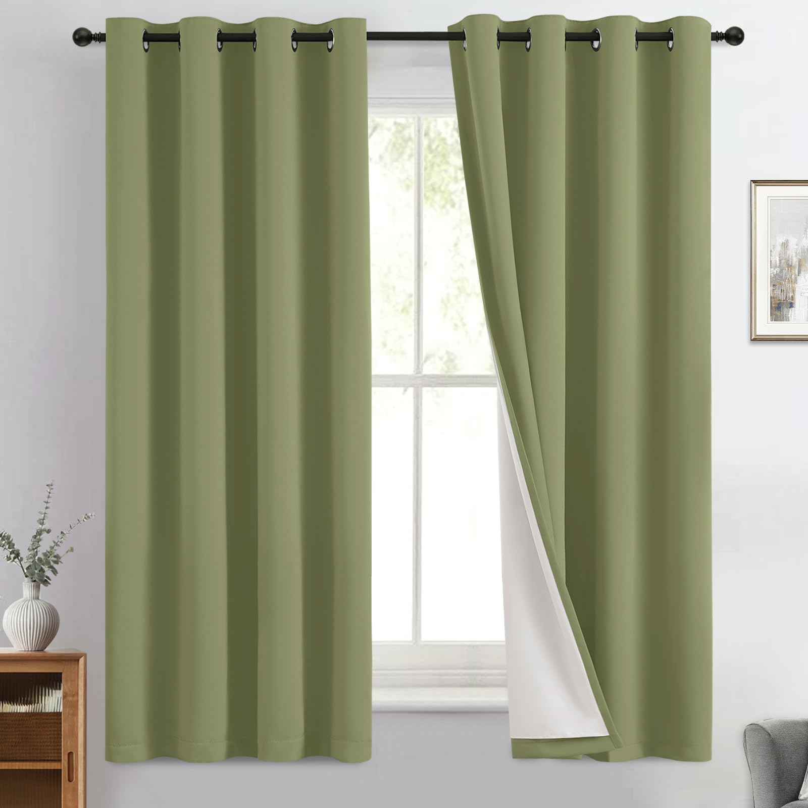 Double-Layer Thermal Blackout Curtain Panels, Pair