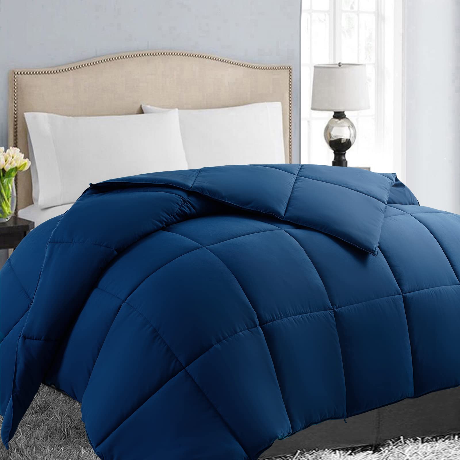 EASELAND Down Alternative Comforter - Quilted Duvet Insert for All Seasons, Soft Lightweight with Corner Tabs, Summer Winter Warm Bedding