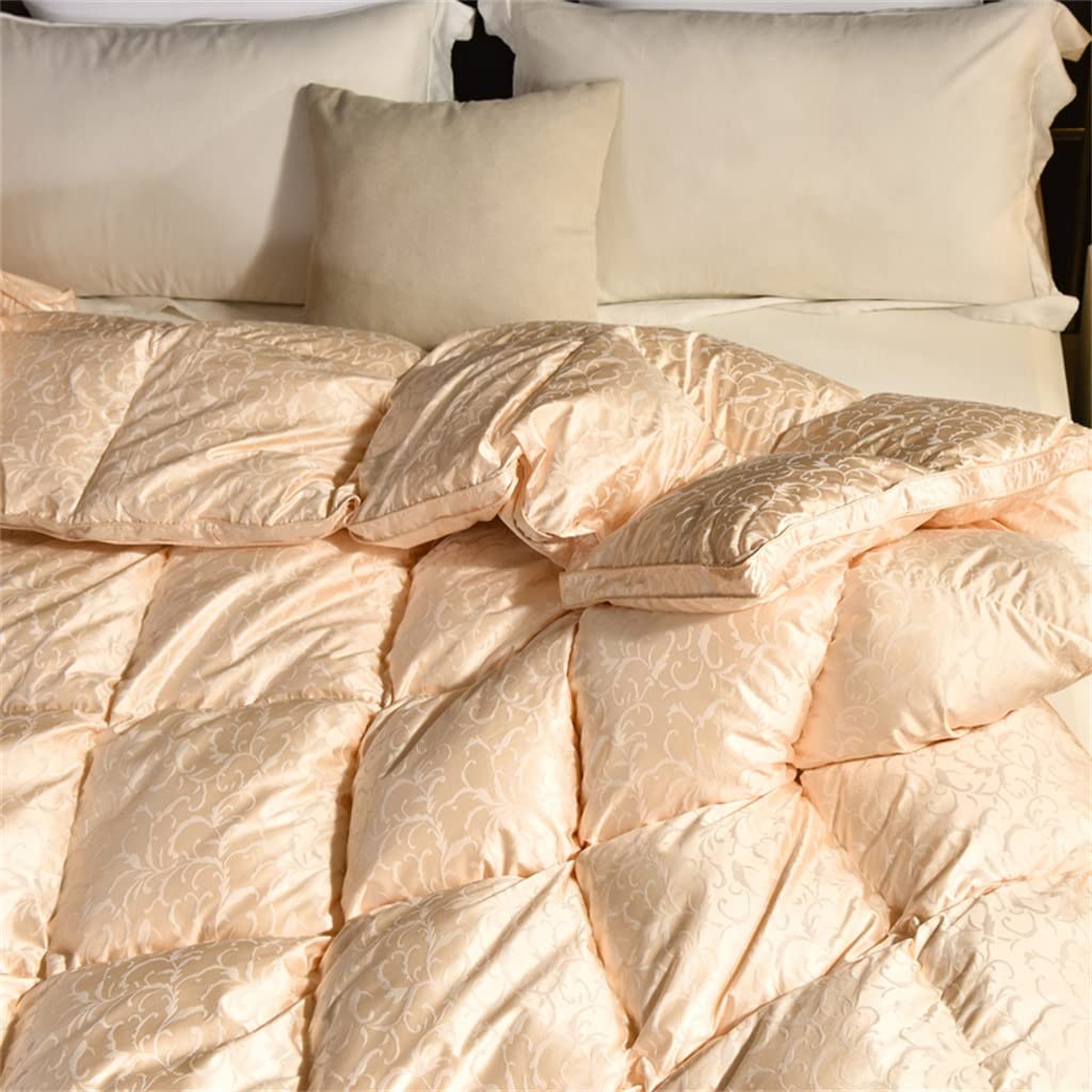 UOHLCX HBJWOV White Duck Down Quilt Down Fluffy Cozy Four Seasons Duvet Brocade Warm Queen King Quilted Comforters