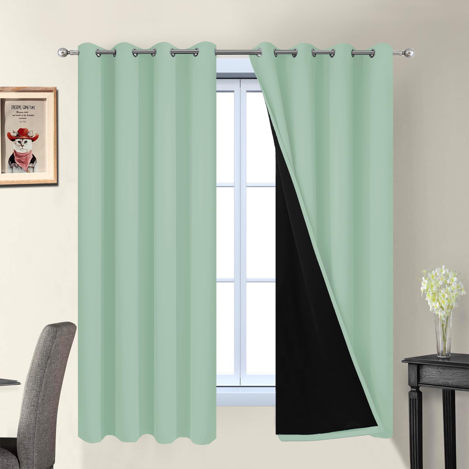 Double-Layer Thermal Blackout Curtain Panels, Pair