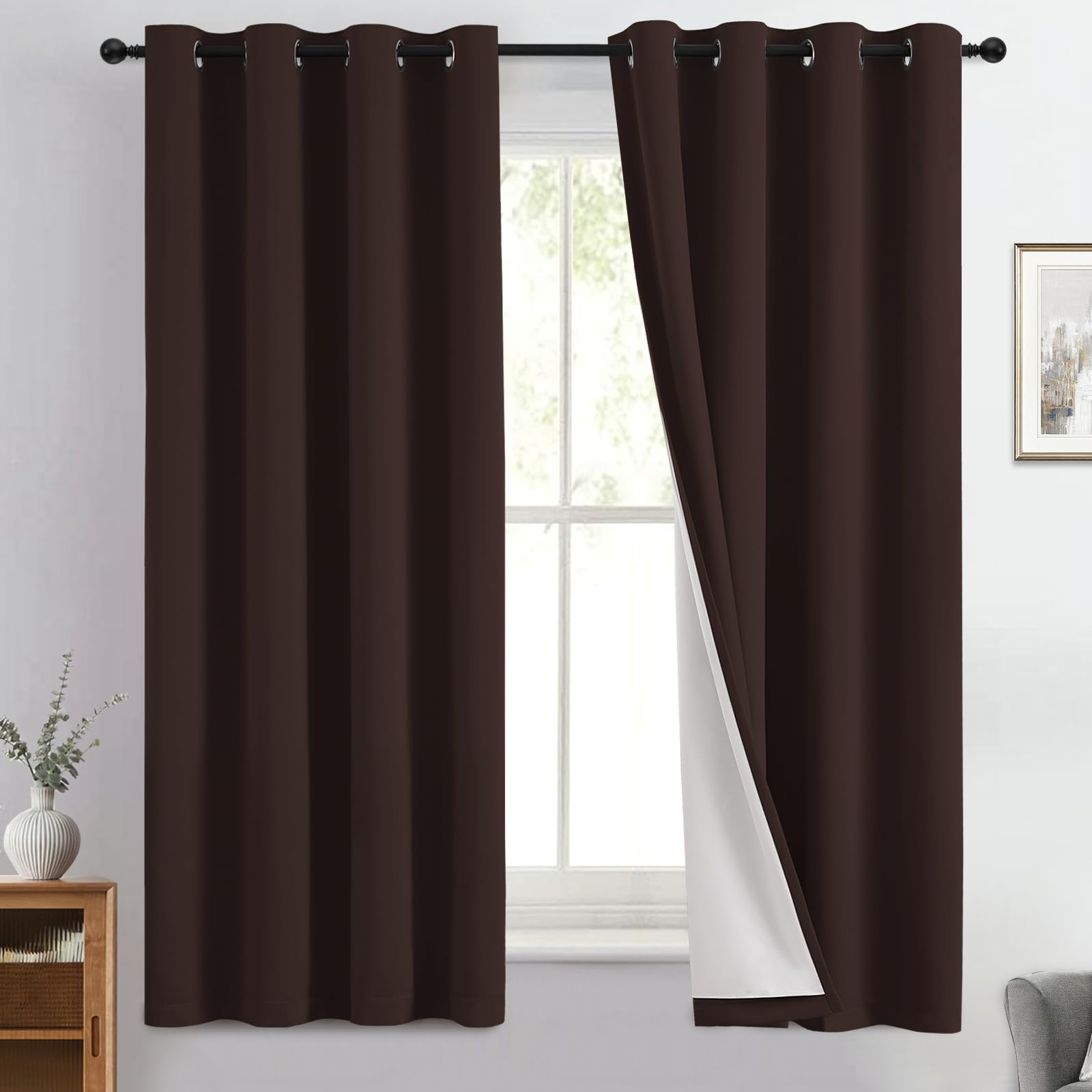 Double-Layer Thermal Blackout Curtain Panels, Pair