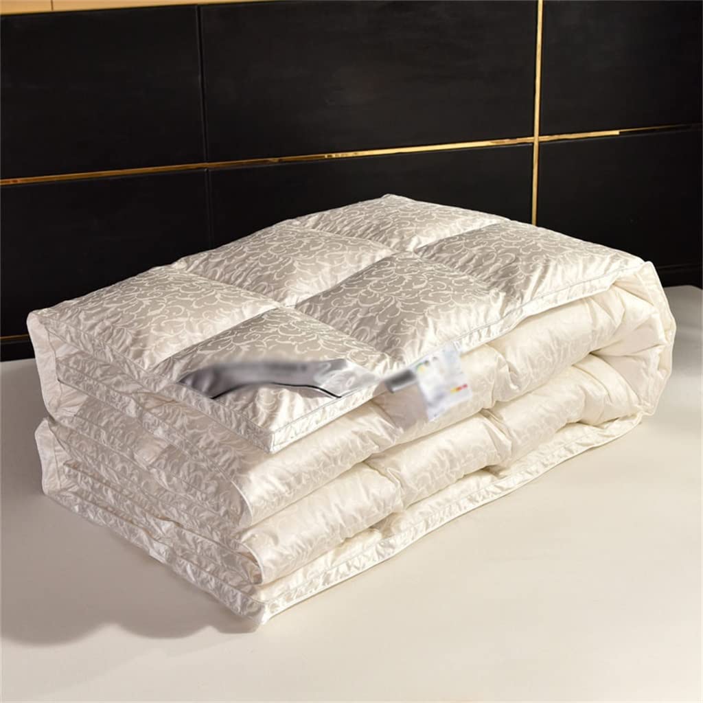 UOHLCX HBJWOV White Duck Down Quilt Down Fluffy Cozy Four Seasons Duvet Brocade Warm Queen King Quilted Comforters