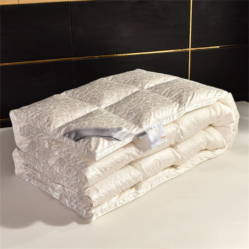 Brocade White Duck Down Quilted Duvet Comforter