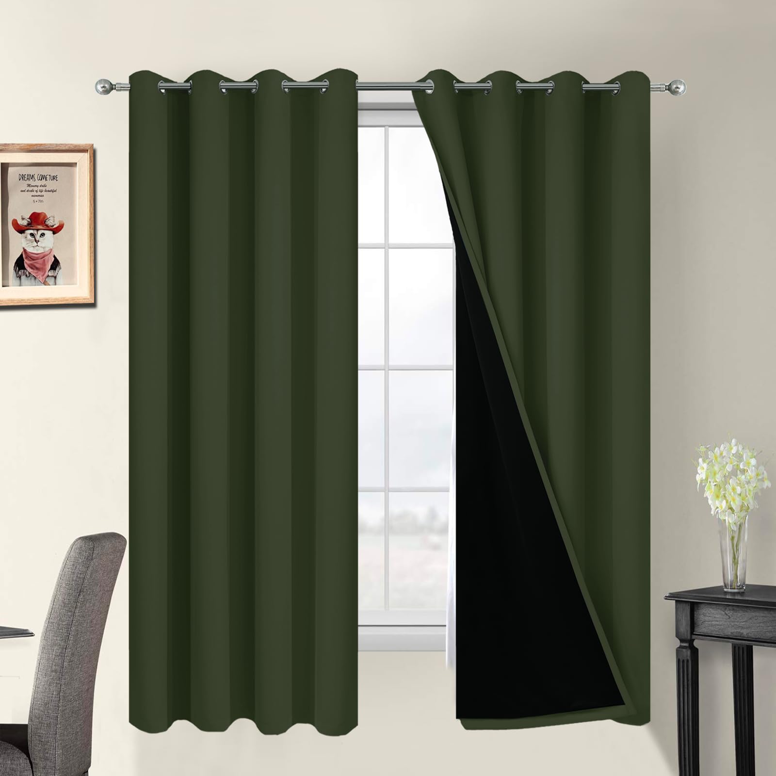 Double-Layer Thermal Blackout Curtain Panels, Pair