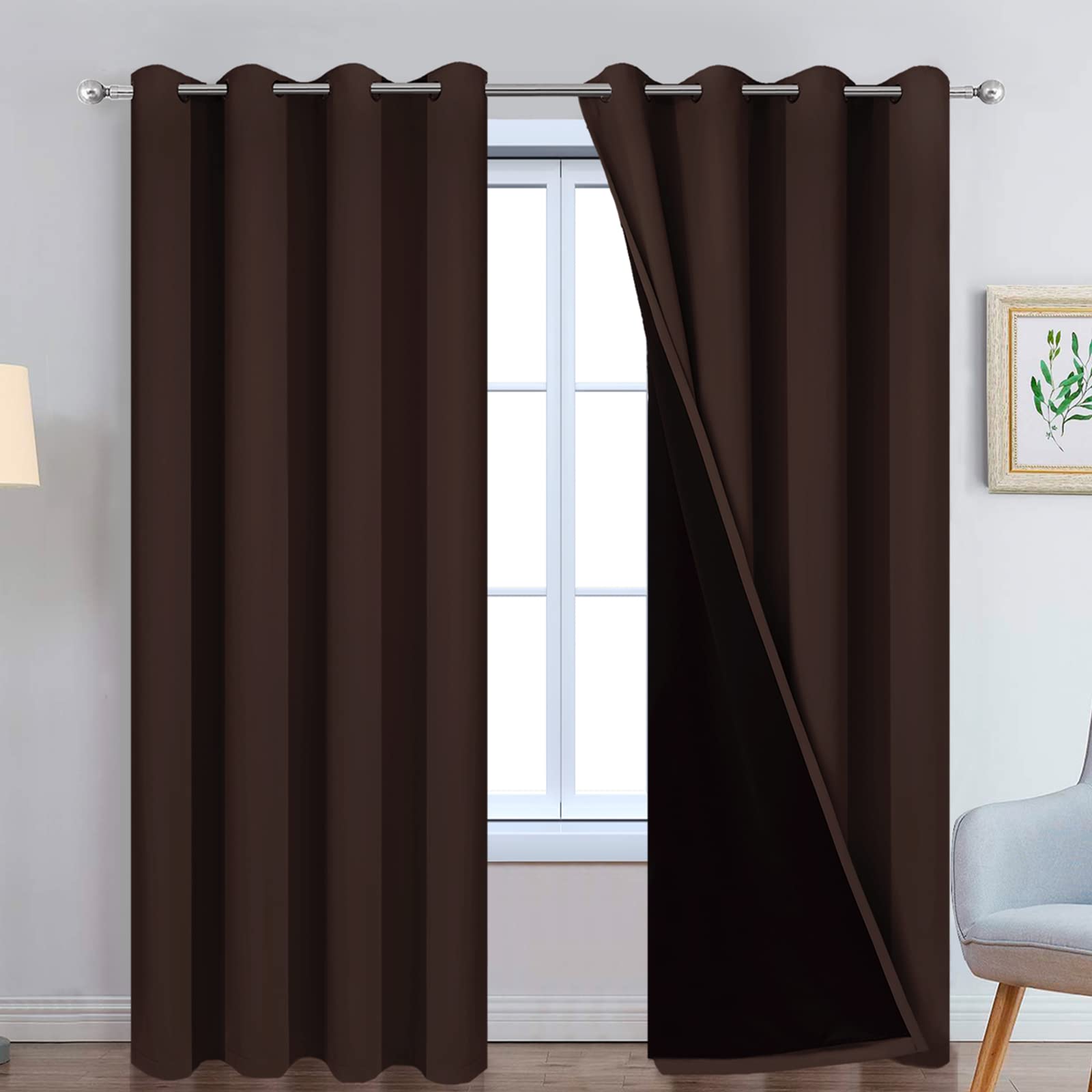 Double-Layer Thermal Blackout Curtain Panels, Pair