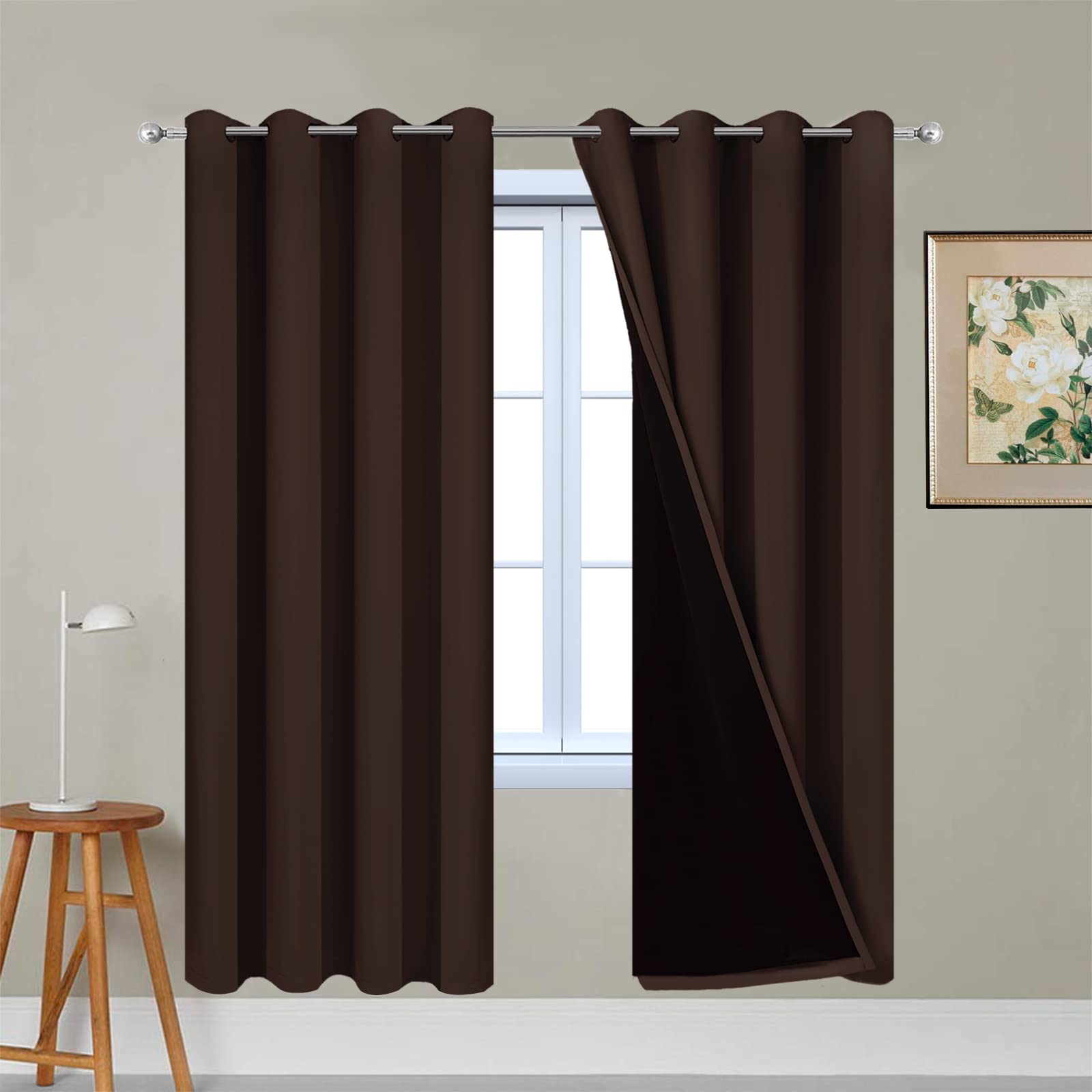 Double-Layer Thermal Blackout Curtain Panels, Pair