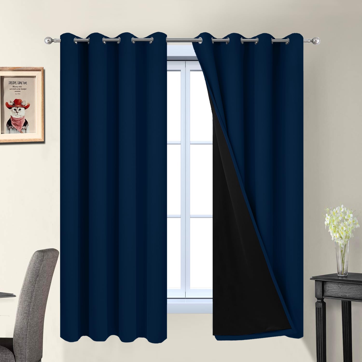 Double-Layer Thermal Blackout Curtain Panels, Pair