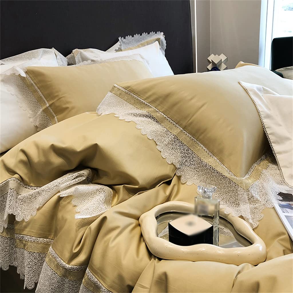 NERHWIVS Wedding Bedding Set 1000TC Egyptian Cotton Embroidery Duvet Cover Set Bed Sheet Pillowcases (Color : A, Size : 220 * 240cm) (A 220 * 240cm)