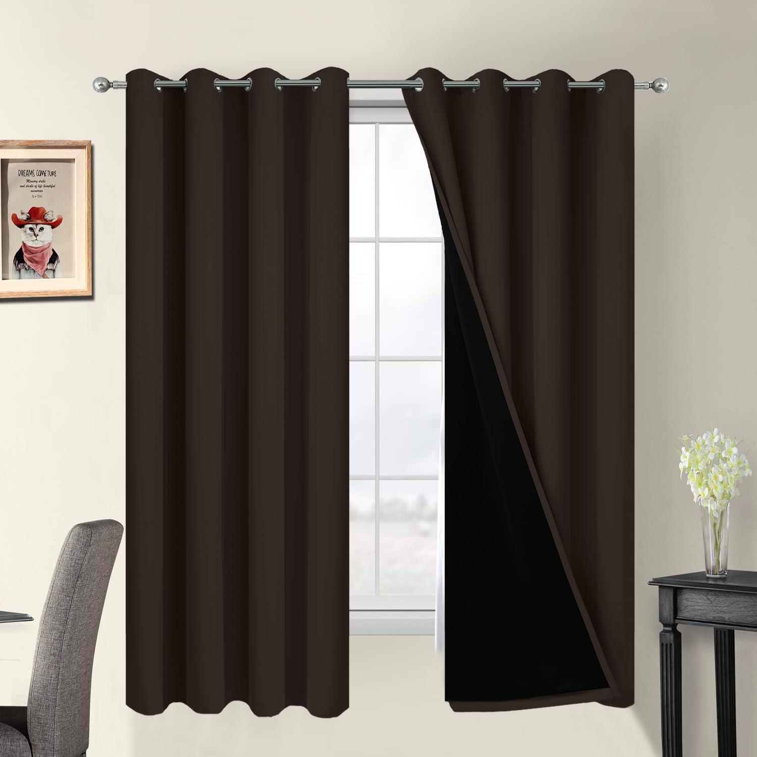 Double-Layer Thermal Blackout Curtain Panels, Pair
