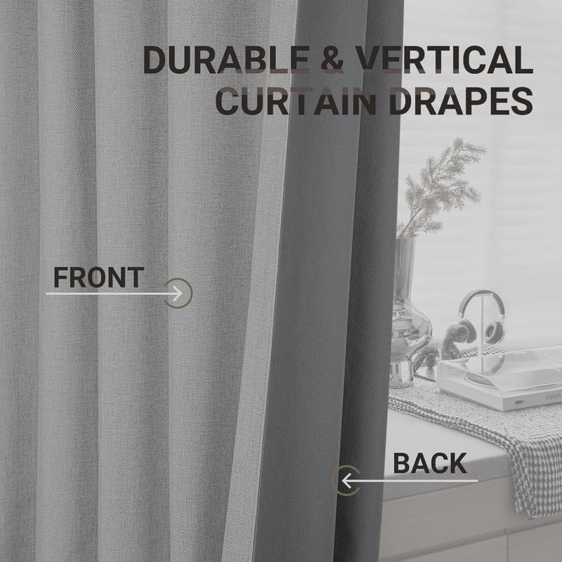 Extra-Wide Faux Linen Blackout Curtains, 100-Inch
