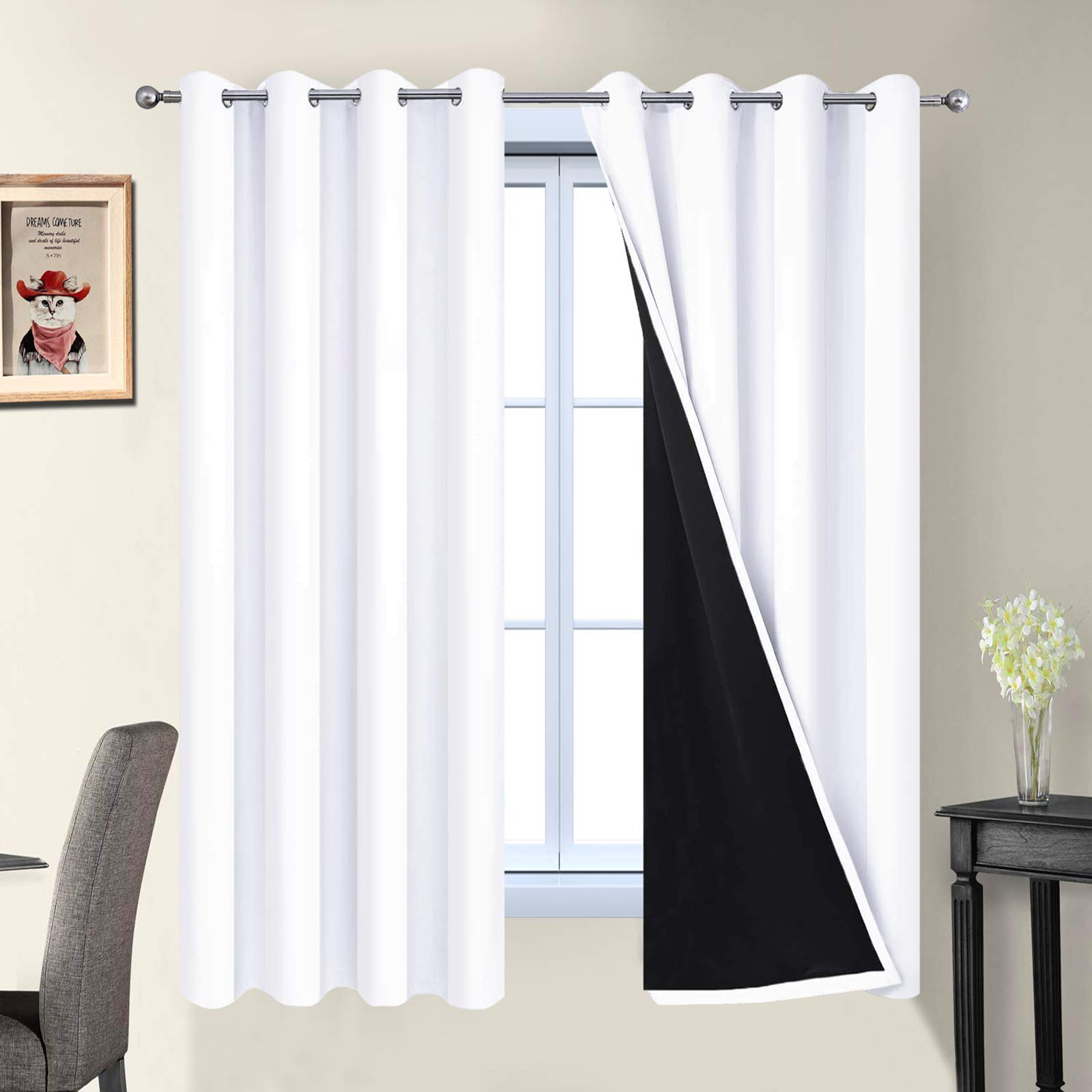 Double-Layer Thermal Blackout Curtain Panels, Pair