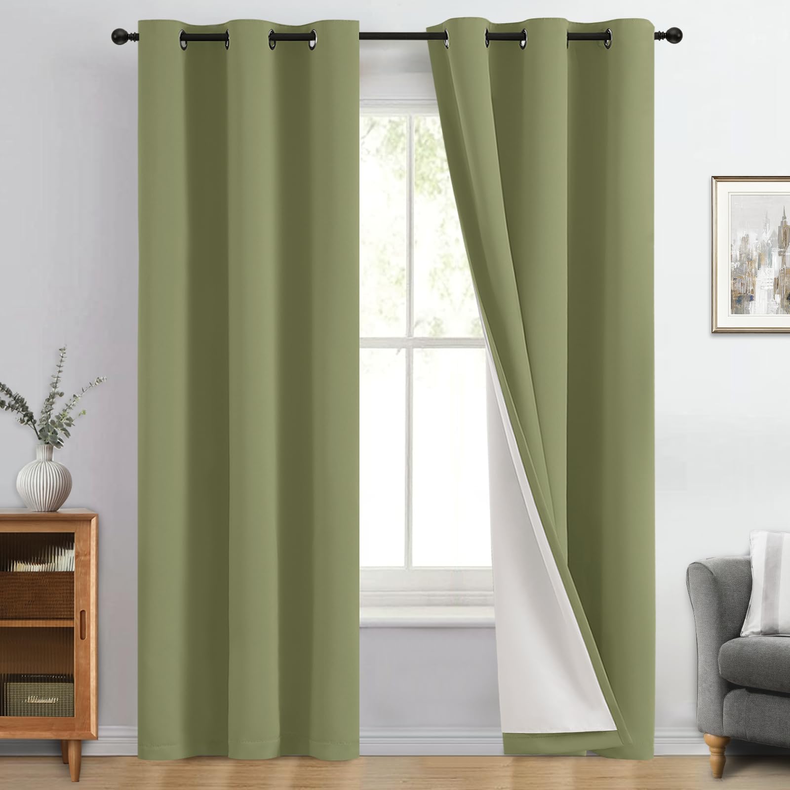 Double-Layer Thermal Blackout Curtain Panels, Pair