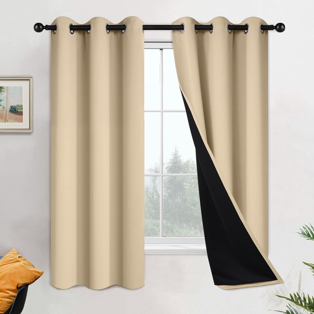 Double-Layer Thermal Blackout Curtain Panels, Pair