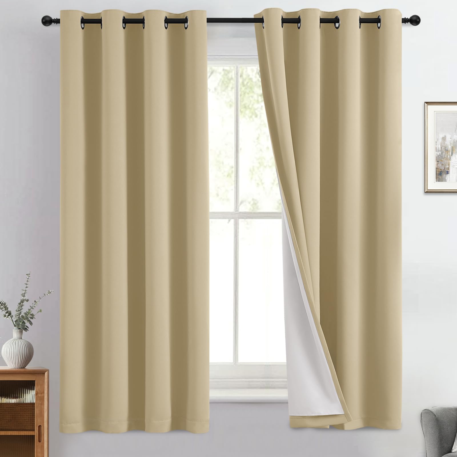 Double-Layer Thermal Blackout Curtain Panels, Pair