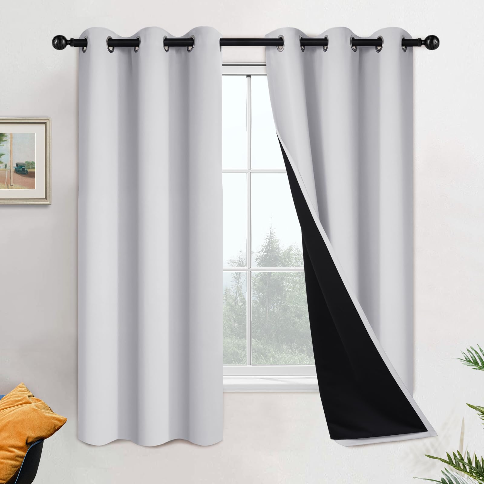 Double-Layer Thermal Blackout Curtain Panels, Pair