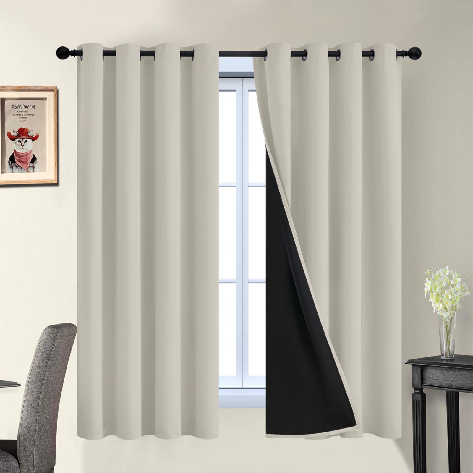 Double-Layer Thermal Blackout Curtain Panels, Pair