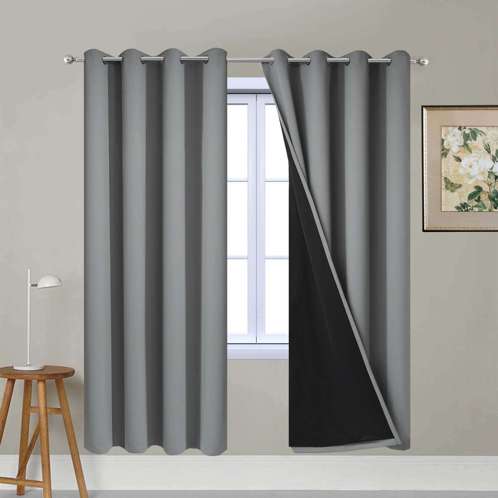 Double-Layer Thermal Blackout Curtain Panels, Pair