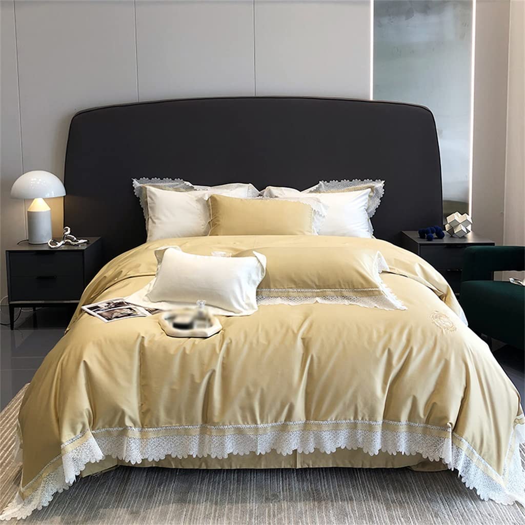 NERHWIVS Wedding Bedding Set 1000TC Egyptian Cotton Embroidery Duvet Cover Set Bed Sheet Pillowcases (Color : A, Size : 220 * 240cm) (A 220 * 240cm)