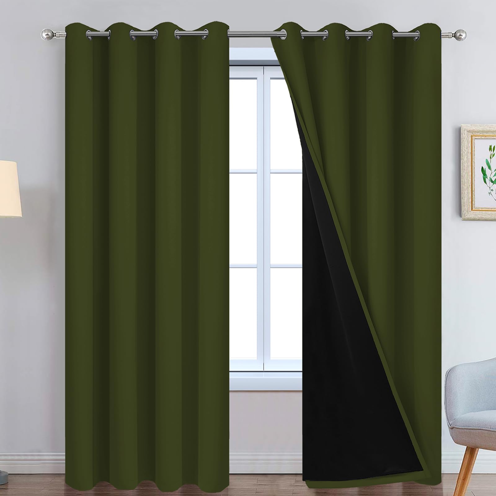 Double-Layer Thermal Blackout Curtain Panels, Pair