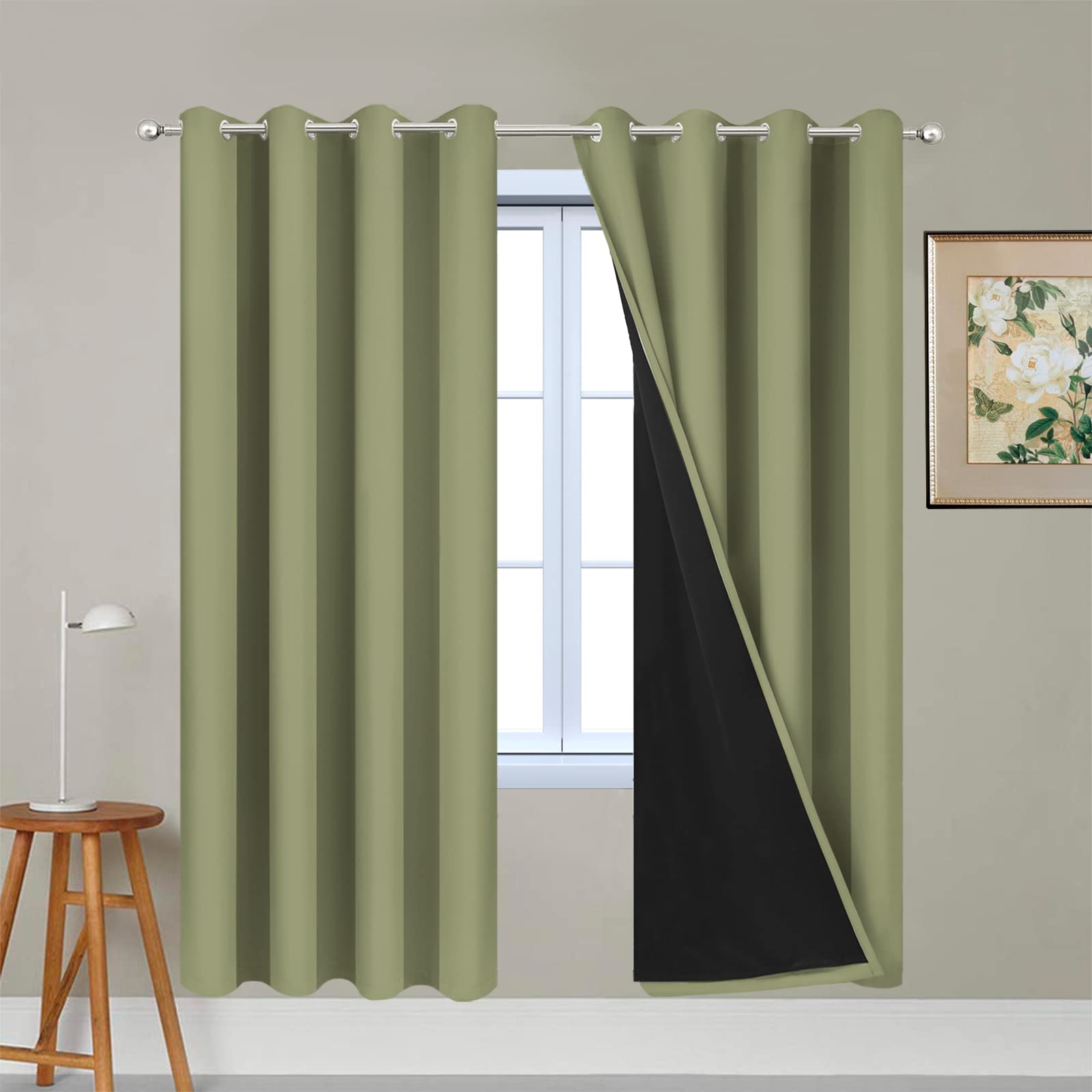 Double-Layer Thermal Blackout Curtain Panels, Pair