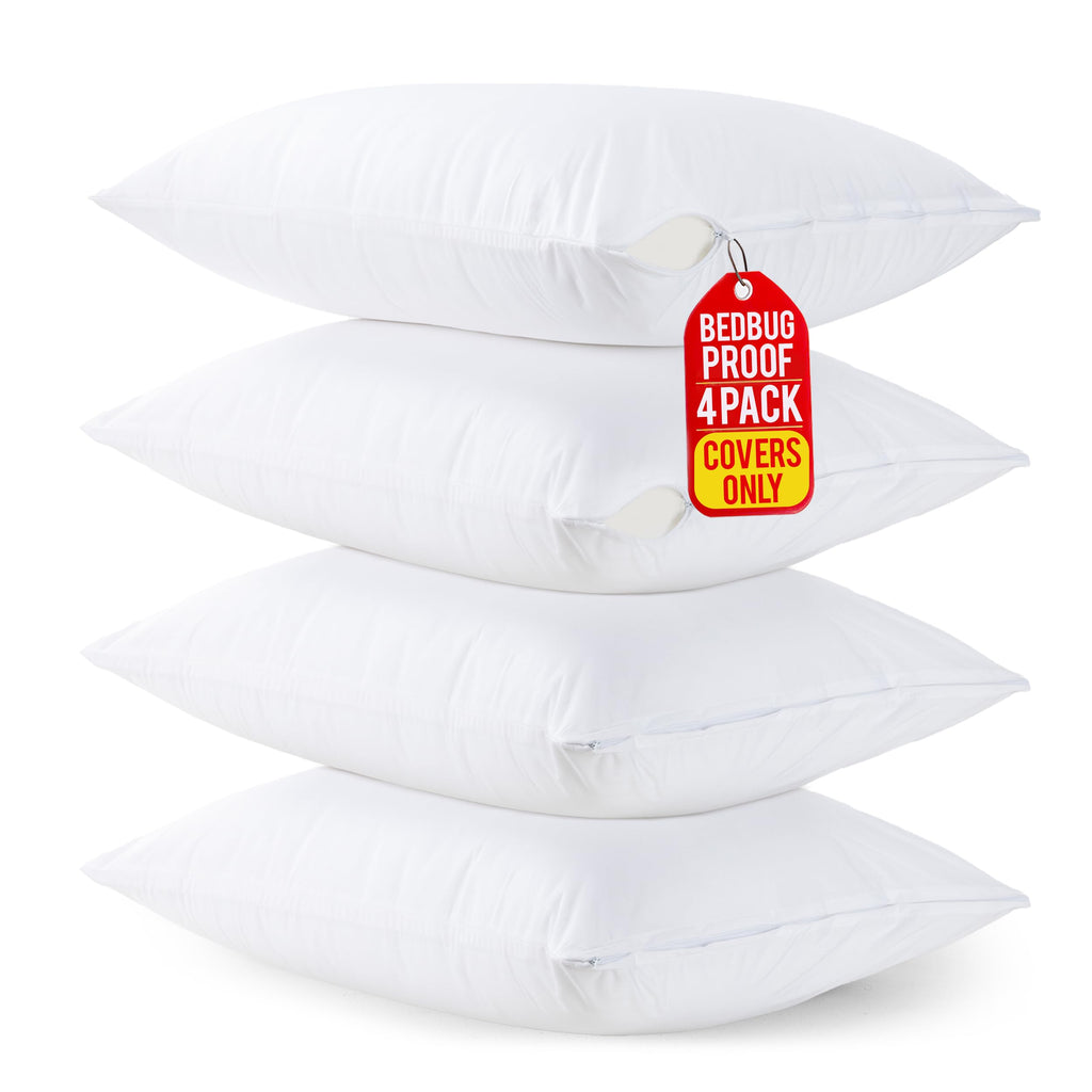 Waterproof Zippered Pillow Protectors, Set of Two
