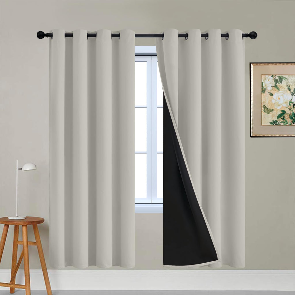 Double-Layer Thermal Blackout Curtain Panels, Pair