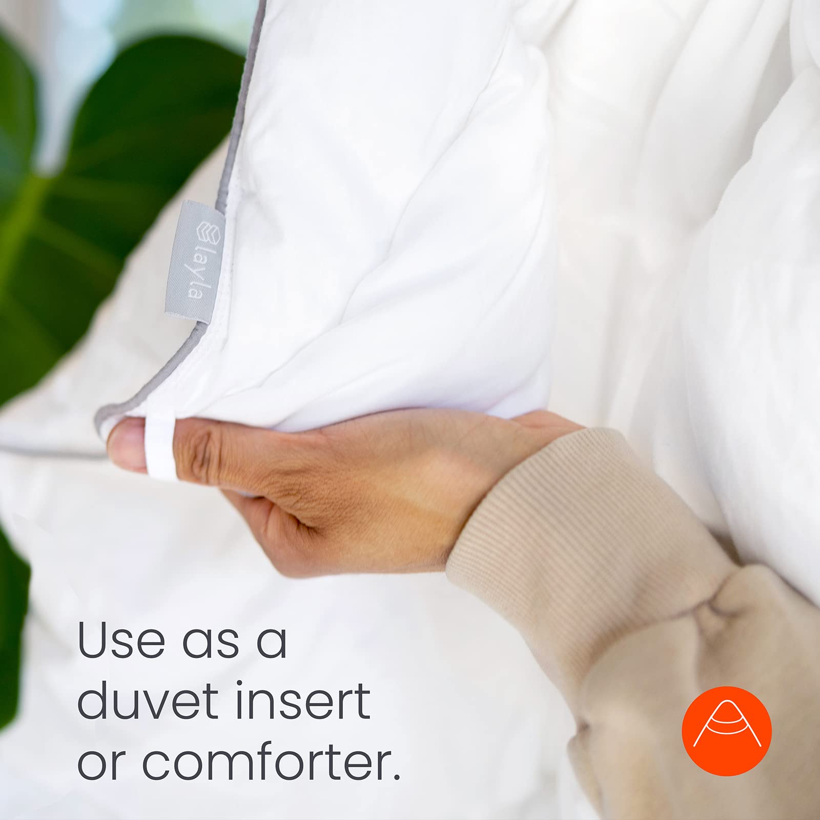 Layla All Season Down Alternative Comforter, (Gray, Full/Queen), 300 Thread Count 100% Cotton Fabric with Corner Loops